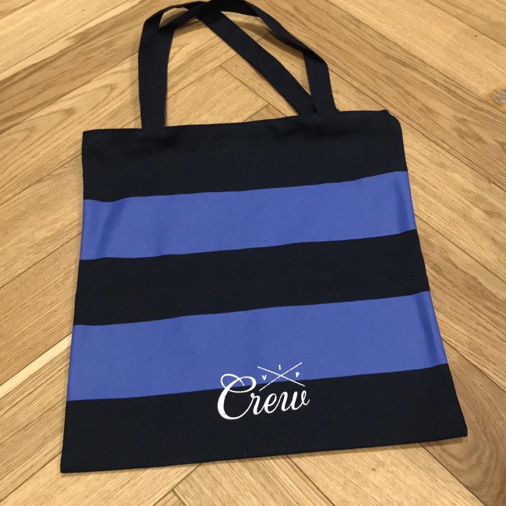 J Crew stripe limited edition canvas tote bag